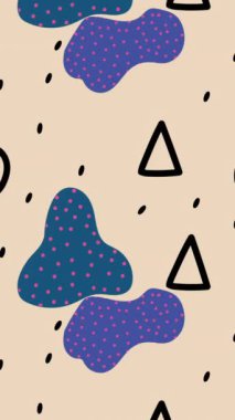 Memphis geçmişi. Tasarımınız için geometrik mavi şekillerle soyut arkaplan canlandırması.