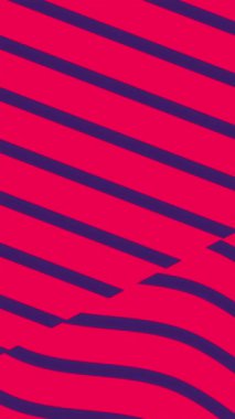 Desensiz çizgili kusursuz animasyon mor ve sıcak pembe iki tonlu renk üç boyutlu animasyon tasarımı. 