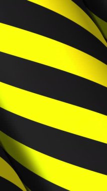 3D çizgi ilüzyon döngüsü tasarımı. Siyah ve sarı çizgi dalgalı desen çizim sanatı. 