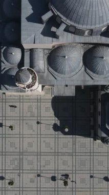 Drone view of historical places of konya from the air, drone view of sultan selim mosque and Mevlana museum, domes of historical buildings