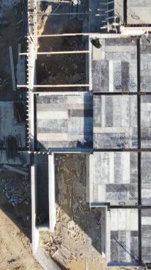 Aerial drone view of the holiday site construction in Kyrenia, concrete works of the construction company, holiday site construction site view