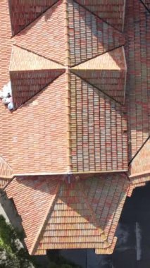 Drone view of Esentepe Mosque, an important religious place of Cyprus, the walls of the historical mosque, the old Esentepe Mosque as architectural beauties of Kyrenia