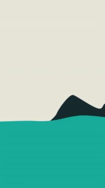 Minimal dağ arazisi illüstrasyon döngüsü arka planı. Bulutlar dağ ve deniz. 4k animasyon.