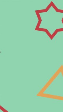 El çizimi soyut döngü arkaplanı. Rastgele üçgen şekiller. Cyan arka planı. Yüksek kaliteli canlandırma