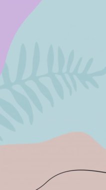 Minimalist pastel animasyon arka plan, çiçekli leylak ve bej rengi tasarım. 