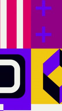 Geometrik tasarım animasyon arkaplanı. Güzel soyut şekilli kompozisyonlar. Renkli 4k canlandırması.