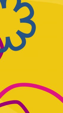 Morumsu ve lacivert şekilli Geometrik animasyon sarı arkaplan. 