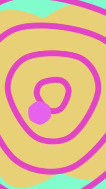 Canlandırılmış üçgen desenli ve pembe dolu altıgenli renkli arkaplan. 