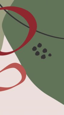 Asgari soyut yeşil animasyon arka planı. Kırmızı turuncu renkler. 