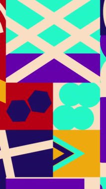 Bauhaus stili mor turuncu donanma renginde modern animasyon arka plan geometrik tasarımı. 