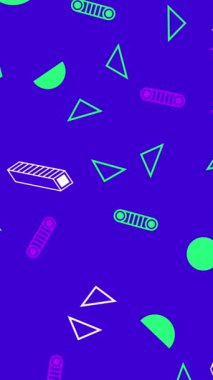 Renksiz desensiz döngü arkaplanı. Geometrik simgeler. Donanma geçmişi. 4k animasyon.