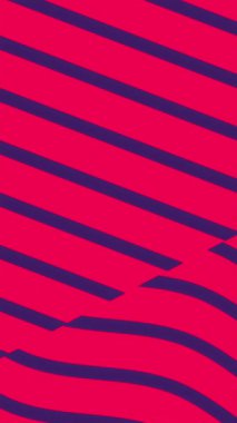 Desensiz çizgili kusursuz animasyon mor ve sıcak pembe iki tonlu renk üç boyutlu animasyon tasarımı. 