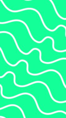 Küçük dalgalı soyut animasyon arka planı. Yeşil arka planda beyaz kıvrımlı çizgiler. 4k animasyon.