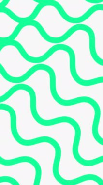 Küçük dalgalı soyut animasyon arka planı. Beyaz arka planda yeşil kıvrımlı çizgiler. 4k animasyon.