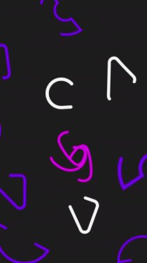 Kusursuz desenli soyut animasyon arkaplanı. El çizimi şekiller. Siyah arka plan. 4k animasyon.