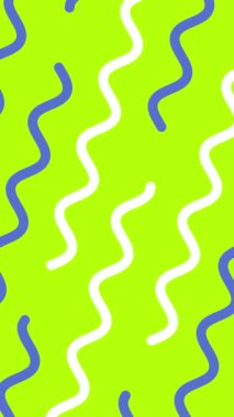 Minimum modern zig zag döngü arka planı. Yeşil arka planda beyaz ve deniz kıvrımlı çizgi. 4k.