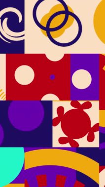 Bauhaus stili mor turuncu donanma renginde modern animasyon arka plan geometrik tasarımı. 