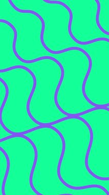 Küçük dalgalı soyut animasyon arka planı. Yeşil arka planda mor kıvrımlı çizgiler. 4k animasyon.