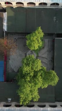 Aerial pirinc khan campus, historical ottoman shopping centers, settlement of ottoman inns and campus view, famous places that tourists go to in Turkey