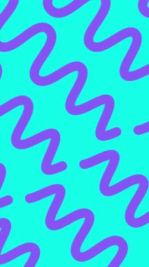 Küçük dalgalı soyut animasyon arka planı. Cyan arka planında mor kıvrımlı çizgiler. 4k animasyon.