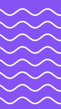 Küçük dalgalı soyut animasyon arka planı. Mor arka planda beyaz kıvrımlı çizgiler. 4k animasyon.