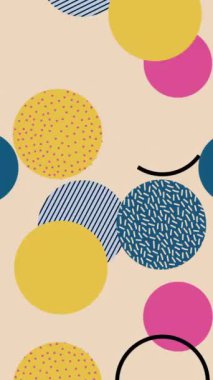 Memphis krema geçmişi. Geometrik renkli şekillerle soyut arkaplan canlandırması. 