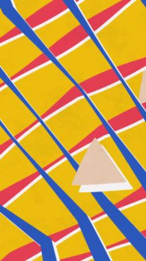 Düzensiz olarak dağılmış geometrik elementlerden oluşan soyut bileşim.