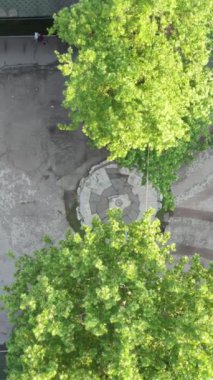 Aerial han brass in turkey, han brass aerial drone view, architecture of historical bursa inns, historical ottoman shopping centers