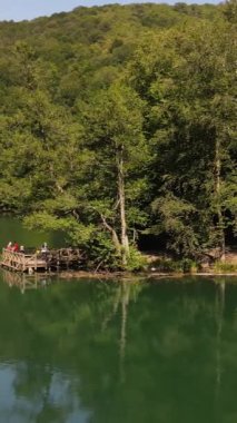 Ormanlık bir parkı olan inanılmaz güzel bir göl, ilginç yeşil suyu olan dağ havuzu Yedigoller Milleti Parkı, Bolu Hindi