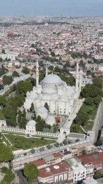 Süleyman Cami Camii İstanbul 'daki antik semboller, Dji insansız hava aracı kent manzaralı havadan çekimler, Türkiye' nin tarihi konumu Fatih 