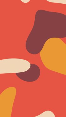 Pastel rengi el çizimi kırmızı animasyon arkaplan. Sarı bej turuncu karalama nesneleri. 