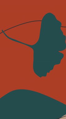 Yeşil yapraklı ve turuncu geometrik elementli modaya uygun soyut arkaplan. 