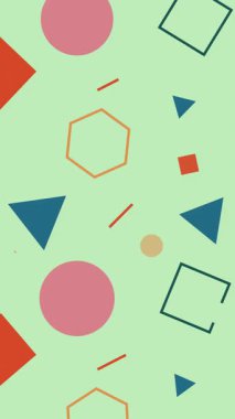 Renkli geometrik şekiller desen, grafik tasarım farklı geometrik şekillere sahip kusursuz desen.