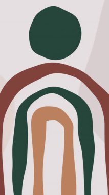 Bej rengi soyut animasyon arka planı en az moda tarzında. Kahverengi yeşil turuncu renk şekilleri. 