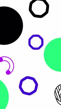 Renksiz desensiz döngü arkaplanı. Geometrik simgeler. Beyaz arka plan. 4k animasyon.