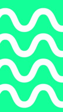 Küçük dalgalı soyut animasyon arka planı. Yeşil arka planda beyaz kıvrımlı çizgiler. 4k animasyon.