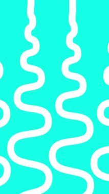 Küçük dalgalı soyut animasyon arka planı. Cyan arka planda beyaz kıvrımlı çizgiler. 4k animasyon.