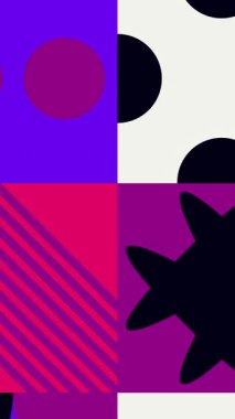 Geometrik tasarım animasyon arkaplanı. Güzel soyut şekilli kompozisyonlar. Renkli 4k canlandırması.
