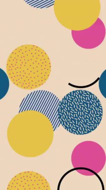 Memphis krema geçmişi. Geometrik renkli şekillerle soyut arkaplan canlandırması. 