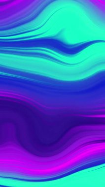 Neon sıvısı soyut döngü arka planı. Cyan lacivert renkli dalgalı çizgiler. 