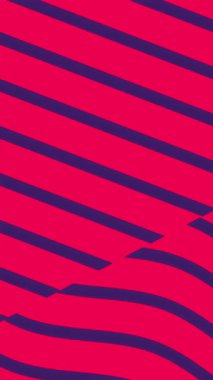 Desensiz çizgili kusursuz animasyon mor ve sıcak pembe iki tonlu renk üç boyutlu animasyon tasarımı. 