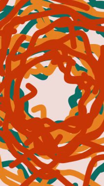 Animasyon geometrik arka planı olan kusursuz bir desen. Yeşil kırmızı turuncu eğri çizgiler. 