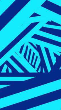 Geometrik süslemeli animasyon deseni. Keskin mavi çizgiler soyut arkaplan. Optik yanılsama. 