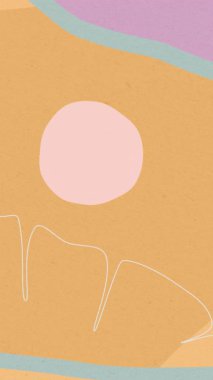 Soyut tropikal animasyon, bej arkaplanda izole edilmiş mavi pembe renk şekli.. 