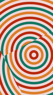 Animasyon geometrik arka planı olan kusursuz bir desen. Yeşil kırmızı turuncu eğri çizgiler