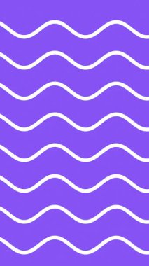 Küçük dalgalı soyut animasyon arka planı. Mor arka planda beyaz kıvrımlı çizgiler. 4k animasyon.