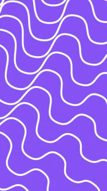 Küçük dalgalı soyut animasyon arka planı. Mor arka planda beyaz kıvrımlı çizgiler. 4k animasyon.