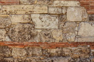 Kaliteli arka plan olarak eski tuğla duvar. Konum - Budapeşte.