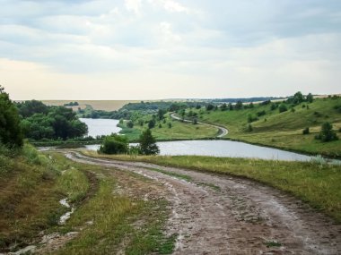 Şiddetli yaz yağmurundan sonra kaygan yol.