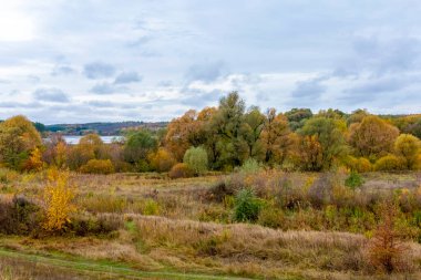 Parlak sonbahar manzarası Bulutlu gökyüzü.